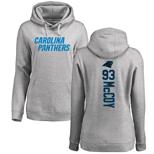 Carolina Panthers Ash Women Gerald McCoy Backer NFL Football 93 Pullover Hoodie Sweatshirts